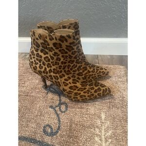 Zigi Soho Leopard Print Ankle Bootie Stiletto Heels brown black  8.5